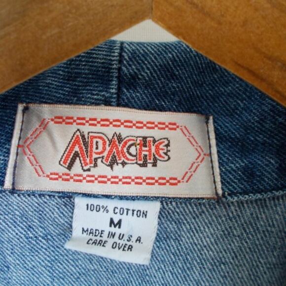 Vintage Apache Jean Button Front Denim Blazer SZ Medium - Picture 4 of 5